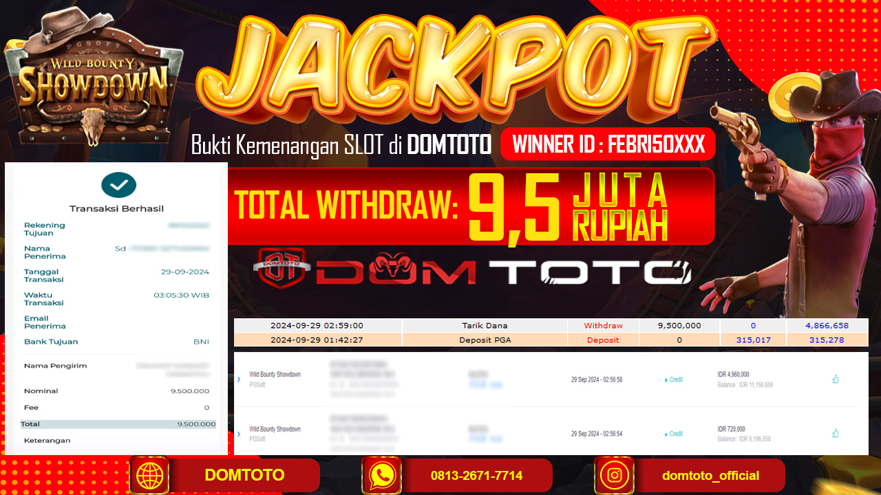 JACKPOT SLOT WILD BOUNTY SHOWDOWN 29 SEPTEMBER 2024